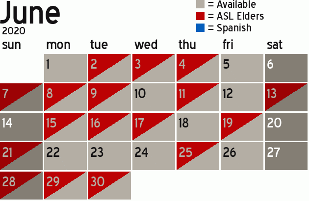Missionary Dinner Calendar