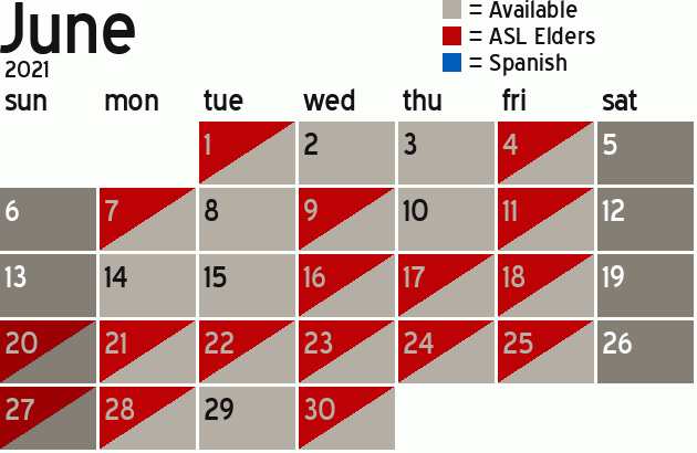 Missionary Dinner Calendar