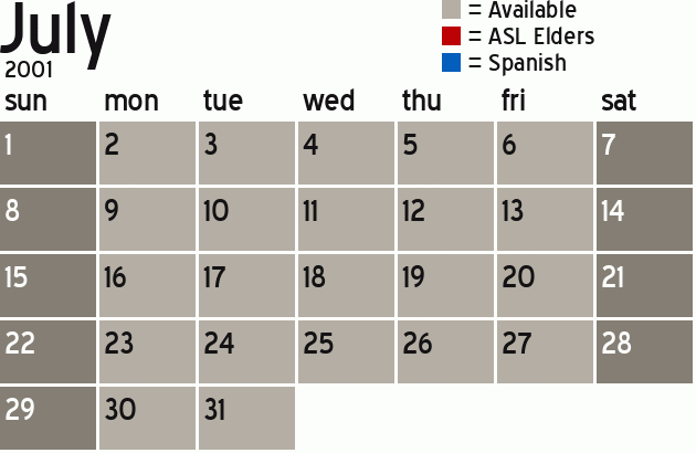 Missionary Dinner Calendar