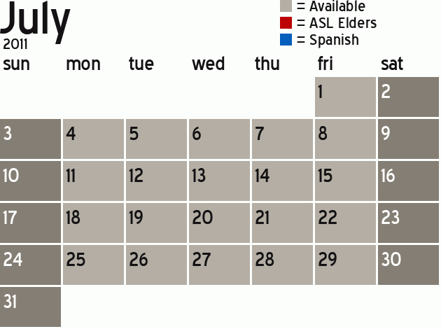 Missionary Dinner Calendar