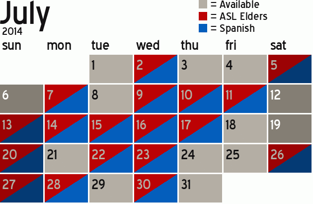 Missionary Dinner Calendar