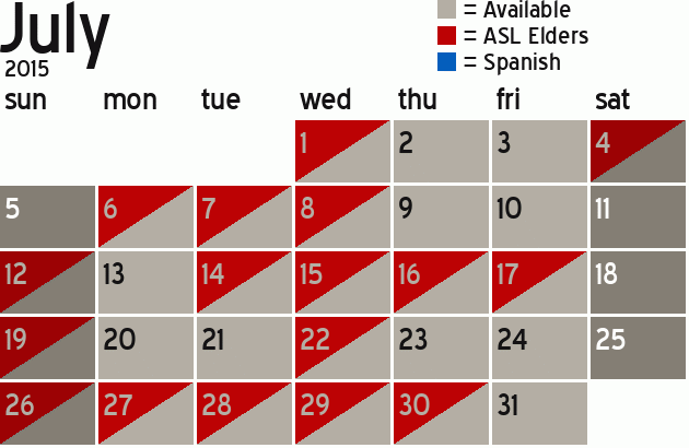 Missionary Dinner Calendar