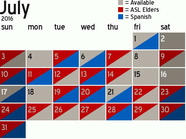 Missionary Dinner Calendar