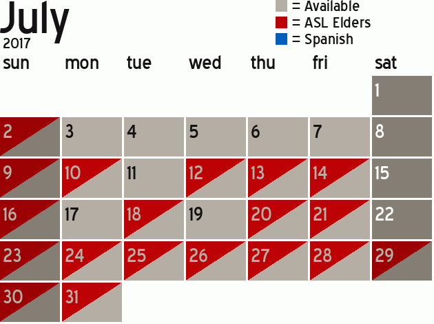 Missionary Dinner Calendar