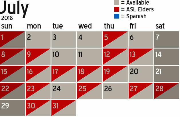 Missionary Dinner Calendar