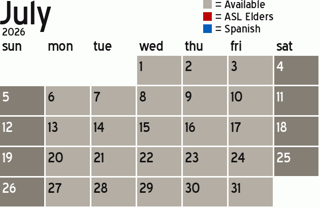 Missionary Dinner Calendar