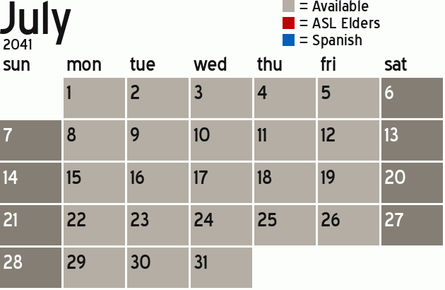 Missionary Dinner Calendar