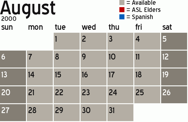 Missionary Dinner Calendar