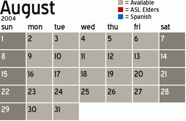 Missionary Dinner Calendar
