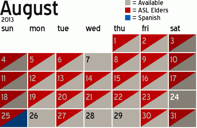 Missionary Dinner Calendar