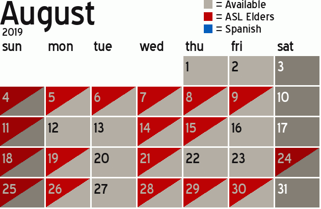 Missionary Dinner Calendar
