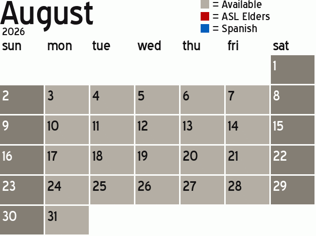 Missionary Dinner Calendar