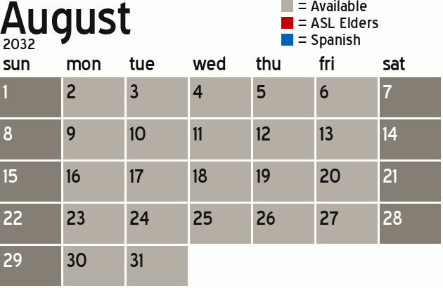 Missionary Dinner Calendar