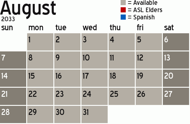 Missionary Dinner Calendar