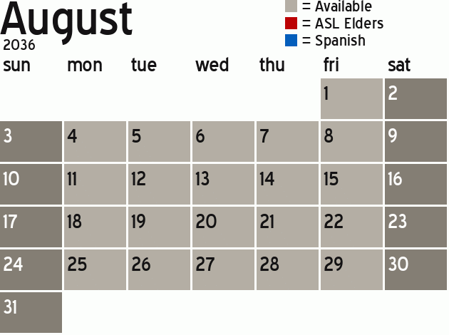 Missionary Dinner Calendar