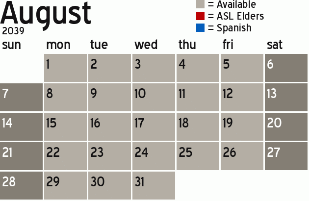 Missionary Dinner Calendar