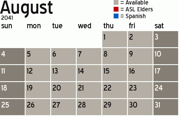 Missionary Dinner Calendar