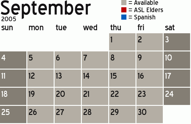 Missionary Dinner Calendar