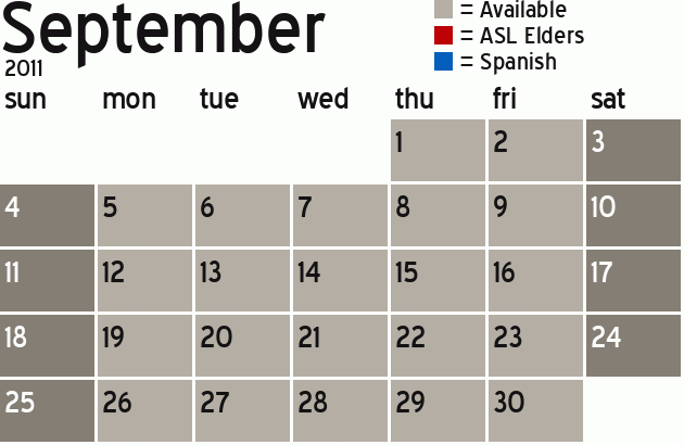 Missionary Dinner Calendar