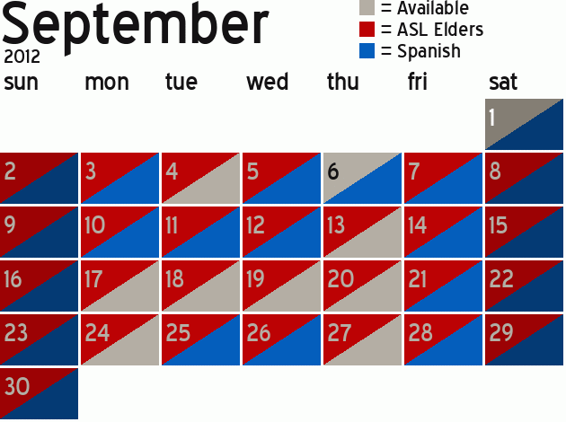 Missionary Dinner Calendar