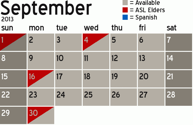 Missionary Dinner Calendar