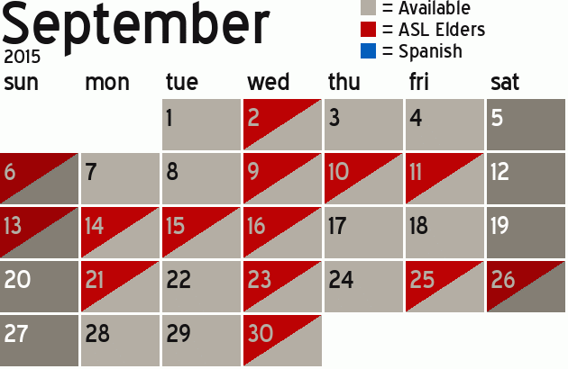 Missionary Dinner Calendar