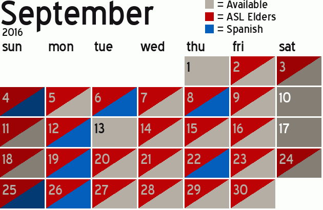 Missionary Dinner Calendar