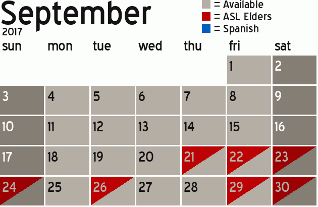 Missionary Dinner Calendar