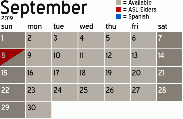 Missionary Dinner Calendar