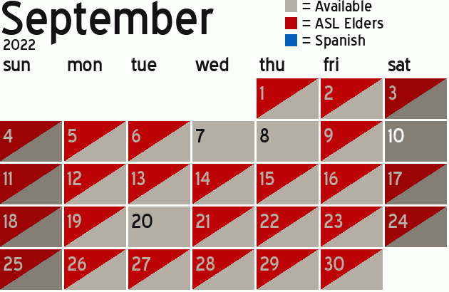 Missionary Dinner Calendar