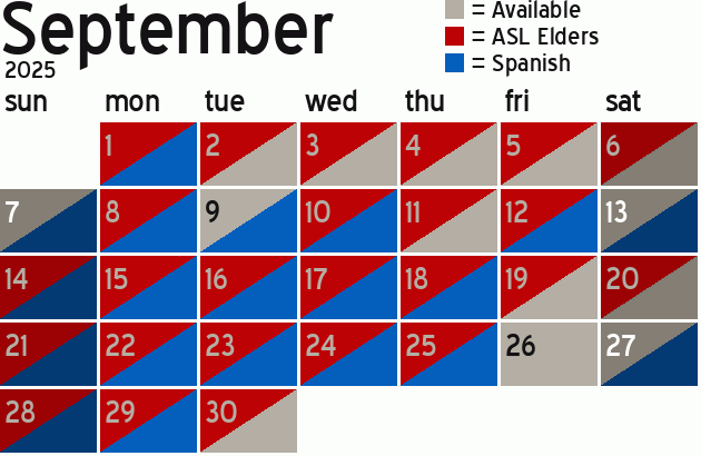 Missionary Dinner Calendar