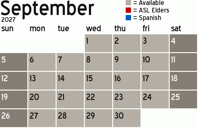 Missionary Dinner Calendar