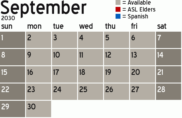 Missionary Dinner Calendar