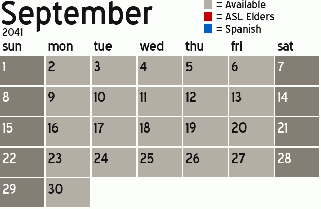 Missionary Dinner Calendar