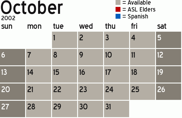 Missionary Dinner Calendar