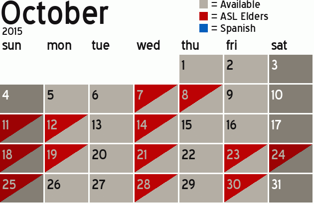 Missionary Dinner Calendar