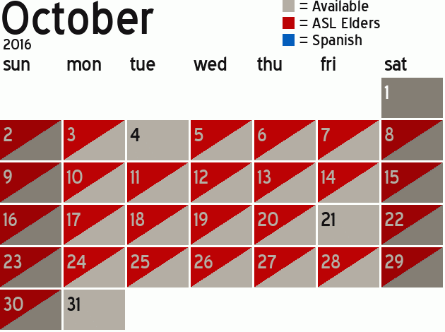 Missionary Dinner Calendar