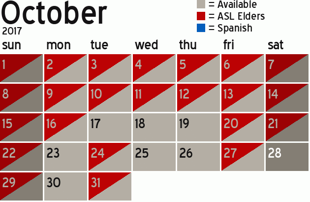 Missionary Dinner Calendar