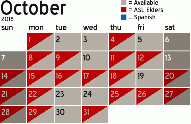 Missionary Dinner Calendar