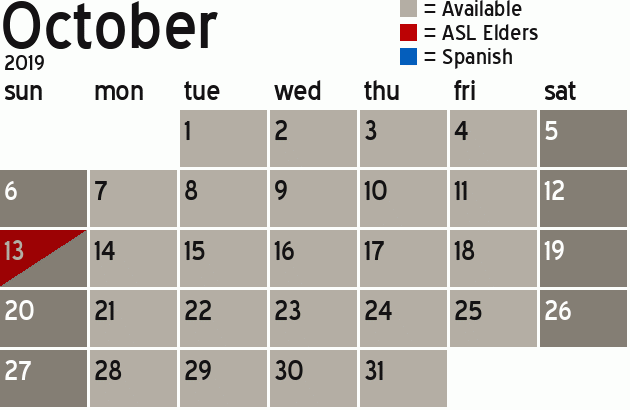 Missionary Dinner Calendar