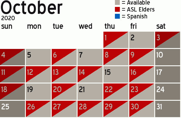 Missionary Dinner Calendar