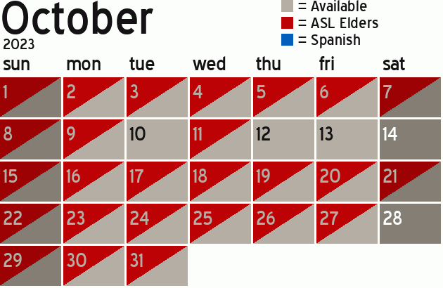 Missionary Dinner Calendar