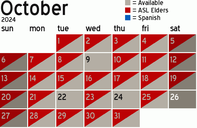 Missionary Dinner Calendar