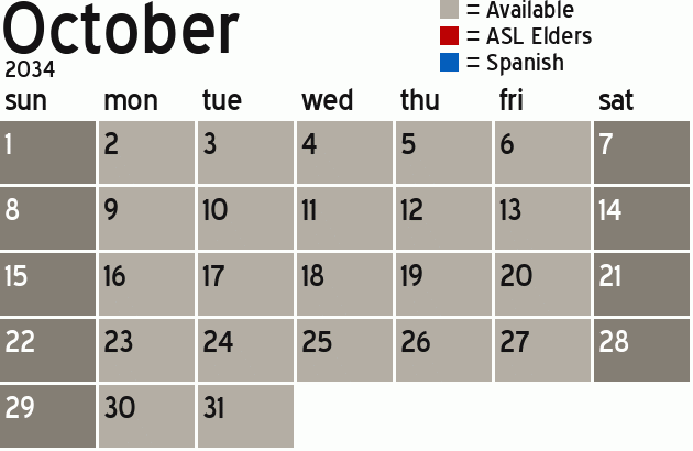 Missionary Dinner Calendar