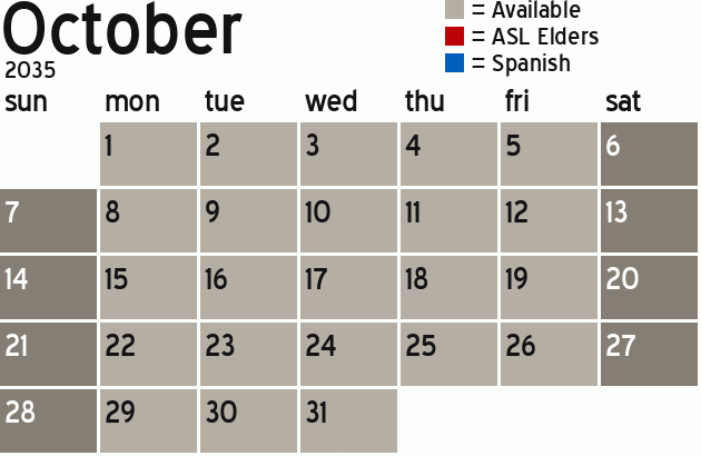 Missionary Dinner Calendar