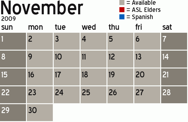 Missionary Dinner Calendar