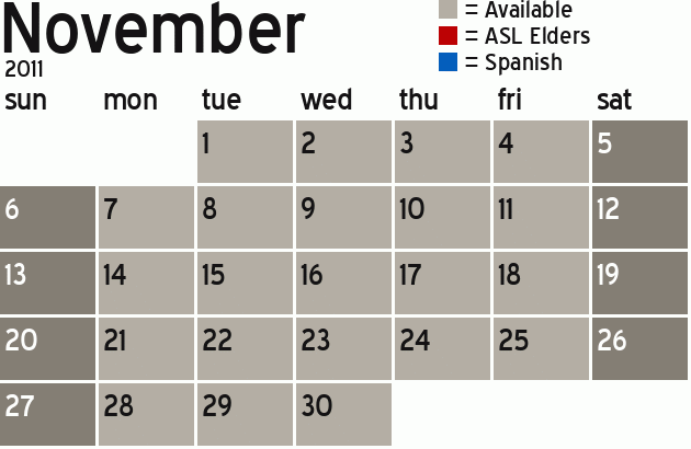 Missionary Dinner Calendar
