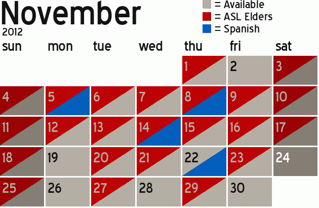 Missionary Dinner Calendar