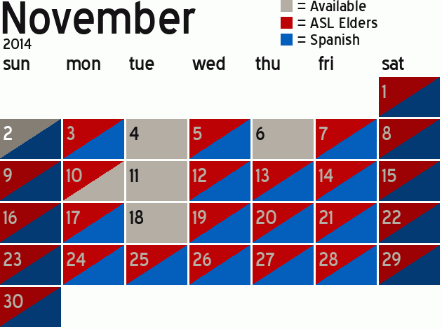 Missionary Dinner Calendar