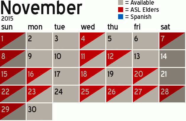 Missionary Dinner Calendar